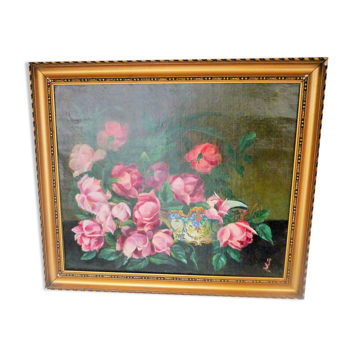 Tableau art deco bouquet de roese