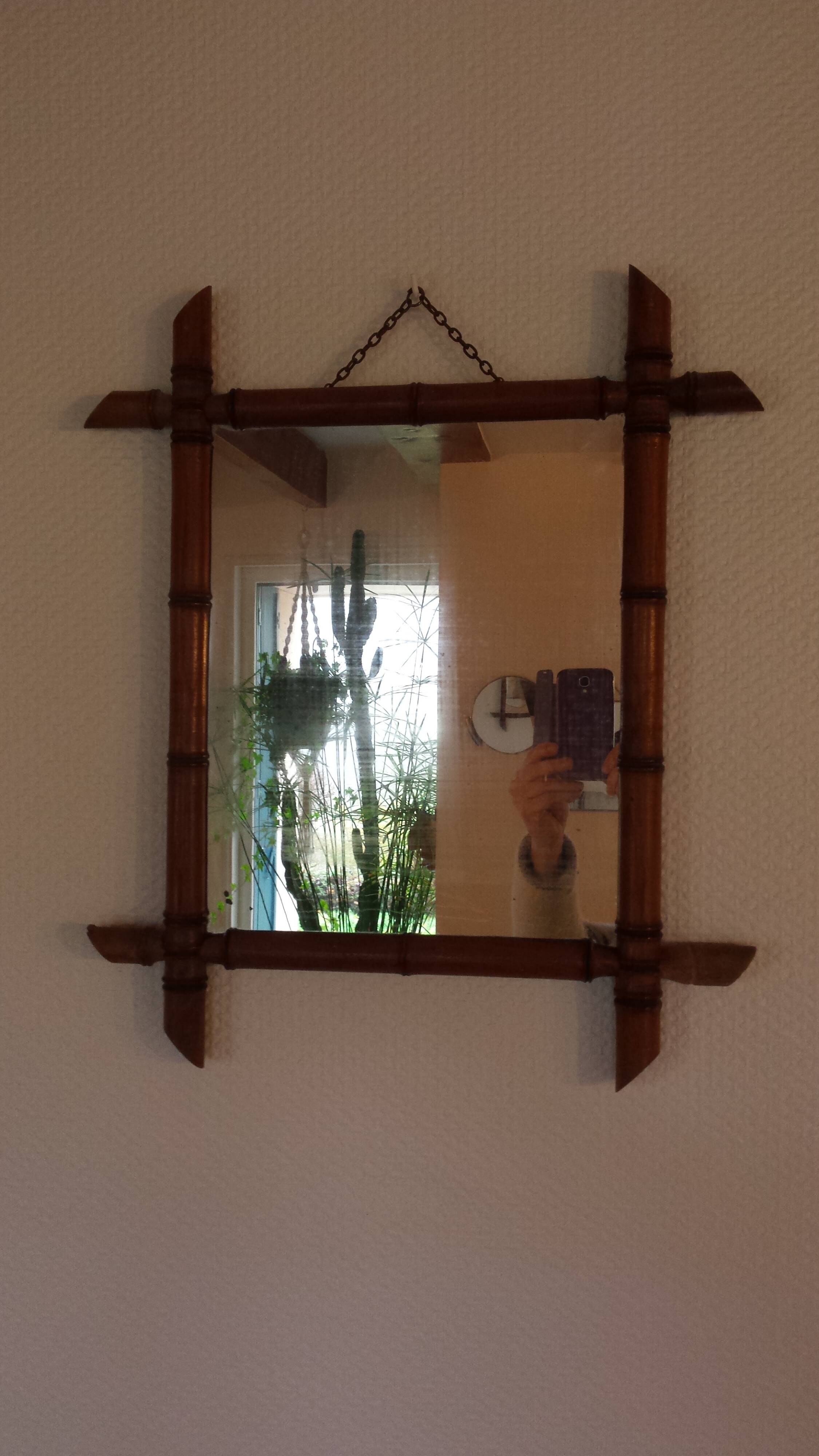 bamboo mirror, vintage, 41 by 48cm