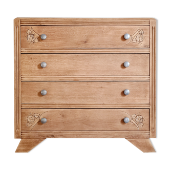 Raw Art Deco chest of drawers details compass feet