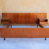 With suspended nightstands vintage teak bed