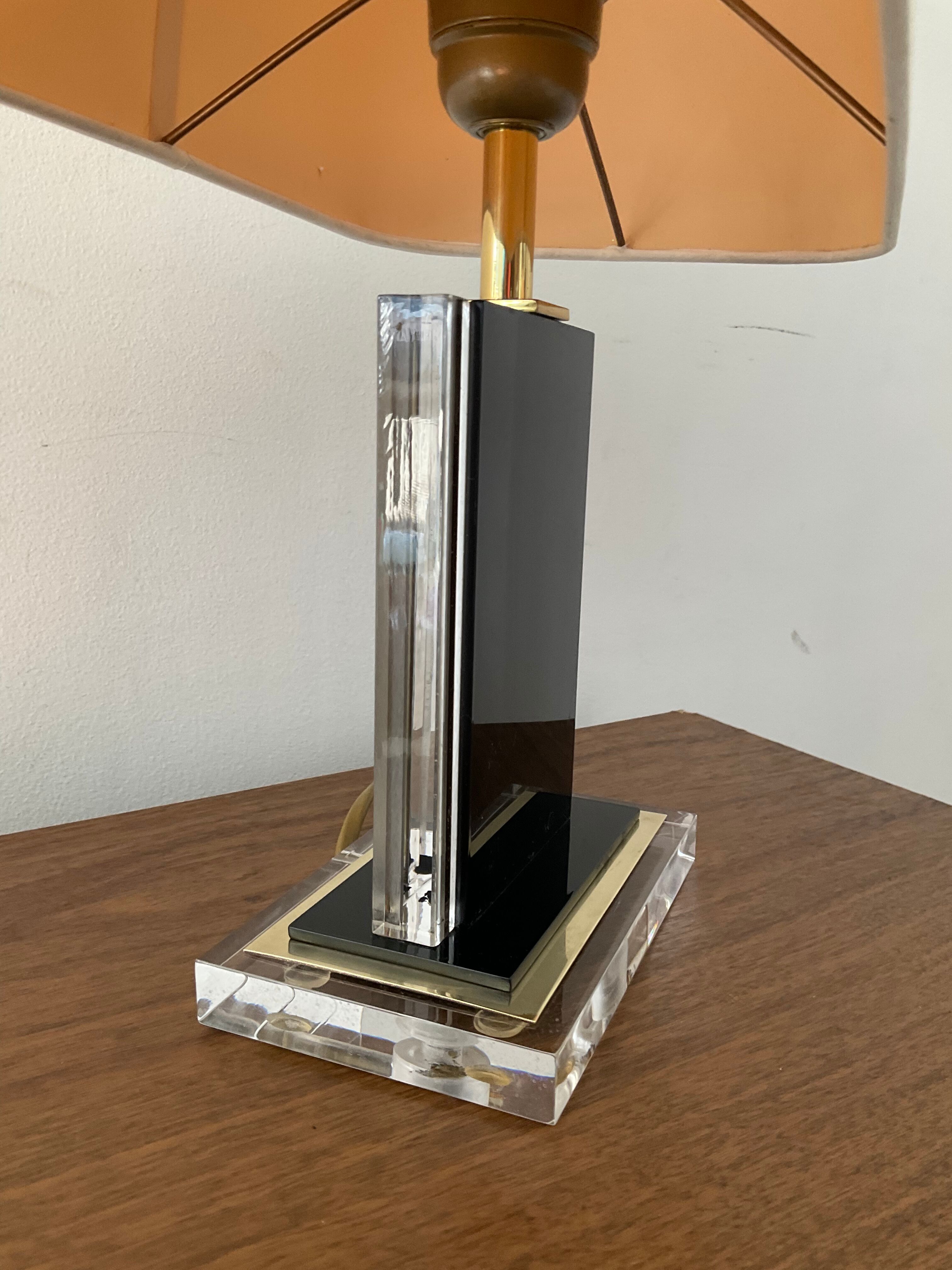 Belgo Chrom lamp in brass and lucite 70s