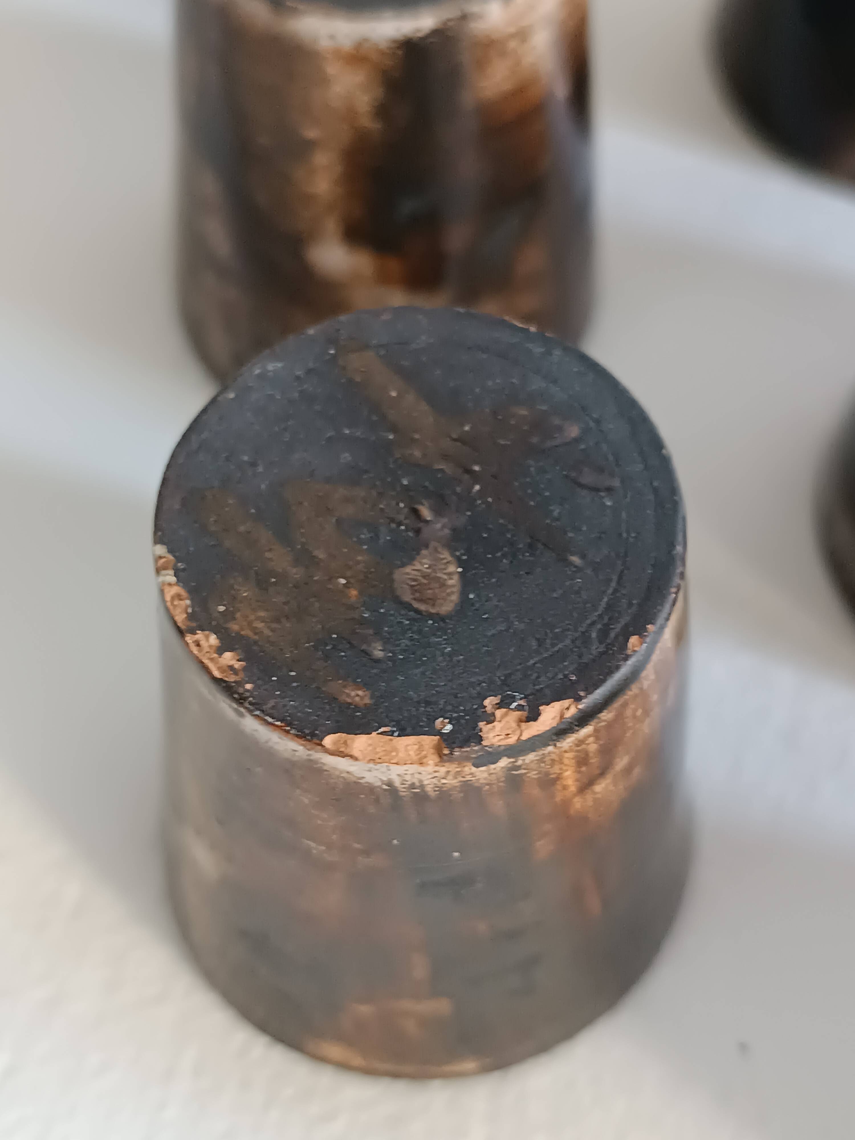 A bottle and six ceramic cups by Gérard Hofmann Vallauris 1950.