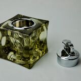 Magnifying glass lighter by Antonio Imperatore, black Murano glass, Italy, 1970