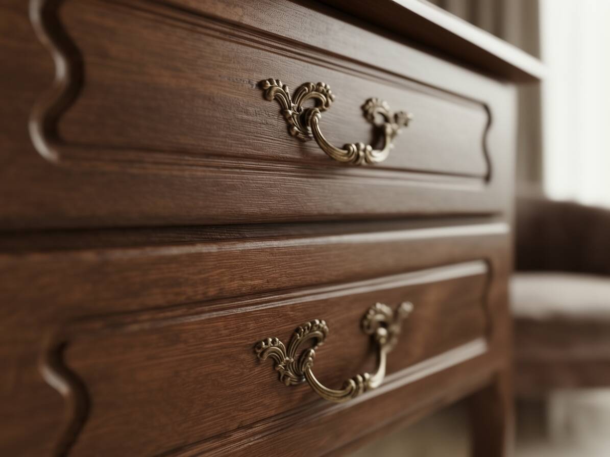 Antique Louis XV style flat desk in solid wood – 3 drawers