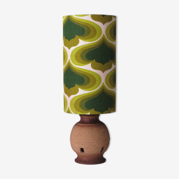 Vintage pottery table lamp with a new custom lampshade.