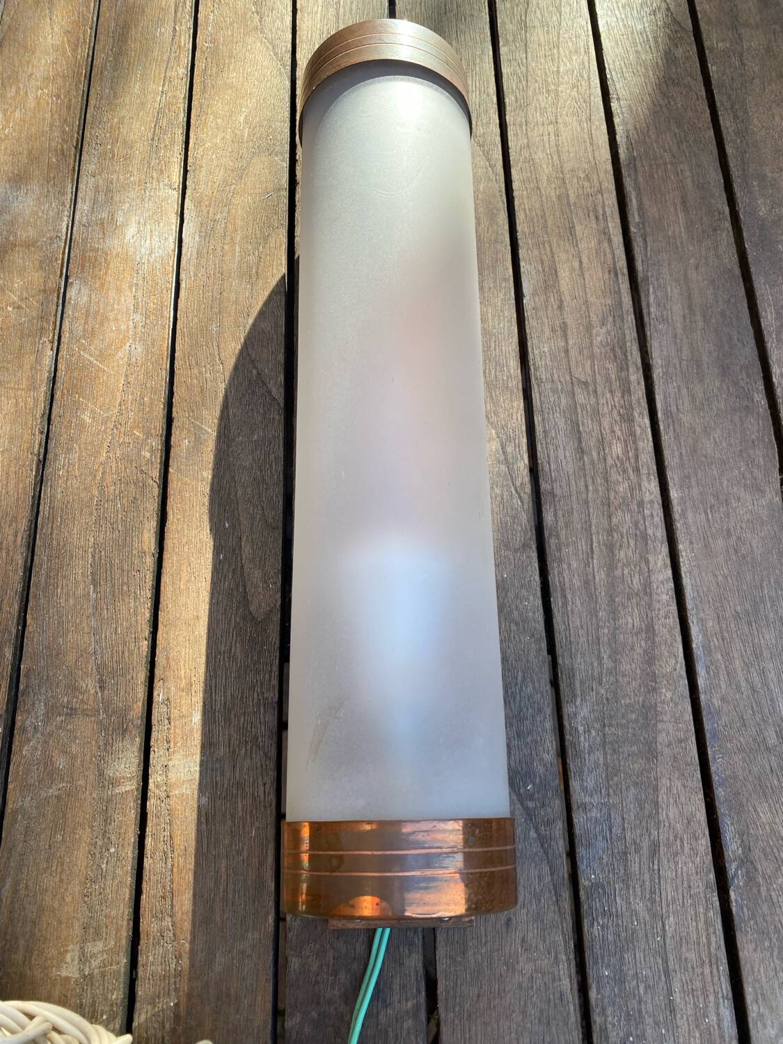 Bauhaus satin glass tube wall light from around 1930.