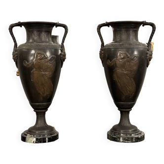 Paire de vases a l'antique d'epoque xixème