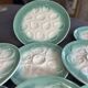 Niderviller sea-green earthenware oyster plates, set of 10 + dish