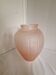 Large pink art deco vase in molded glass with flower decoration