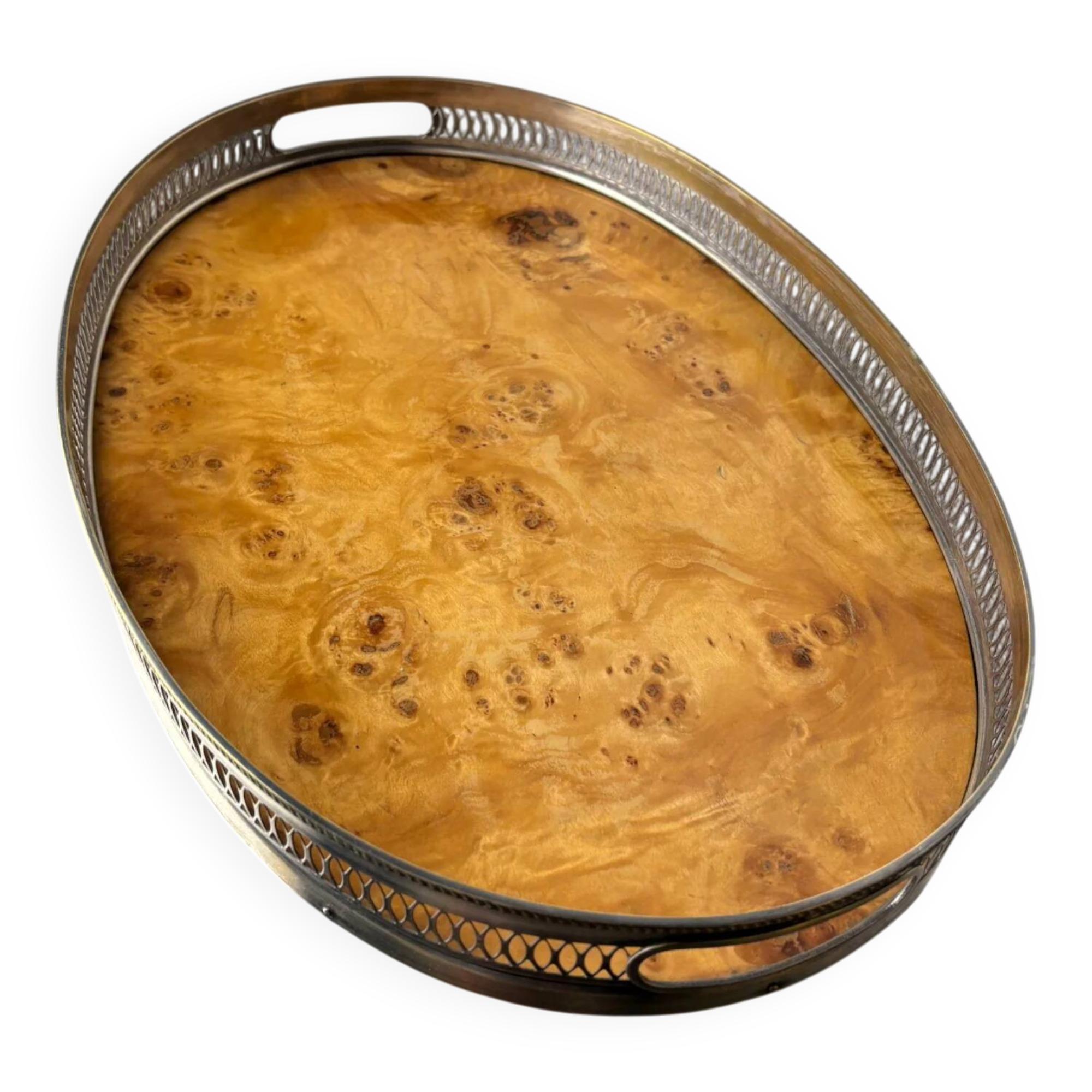 Aldo Tura style tray in Lucite burl wood, Italy, circa 1970s