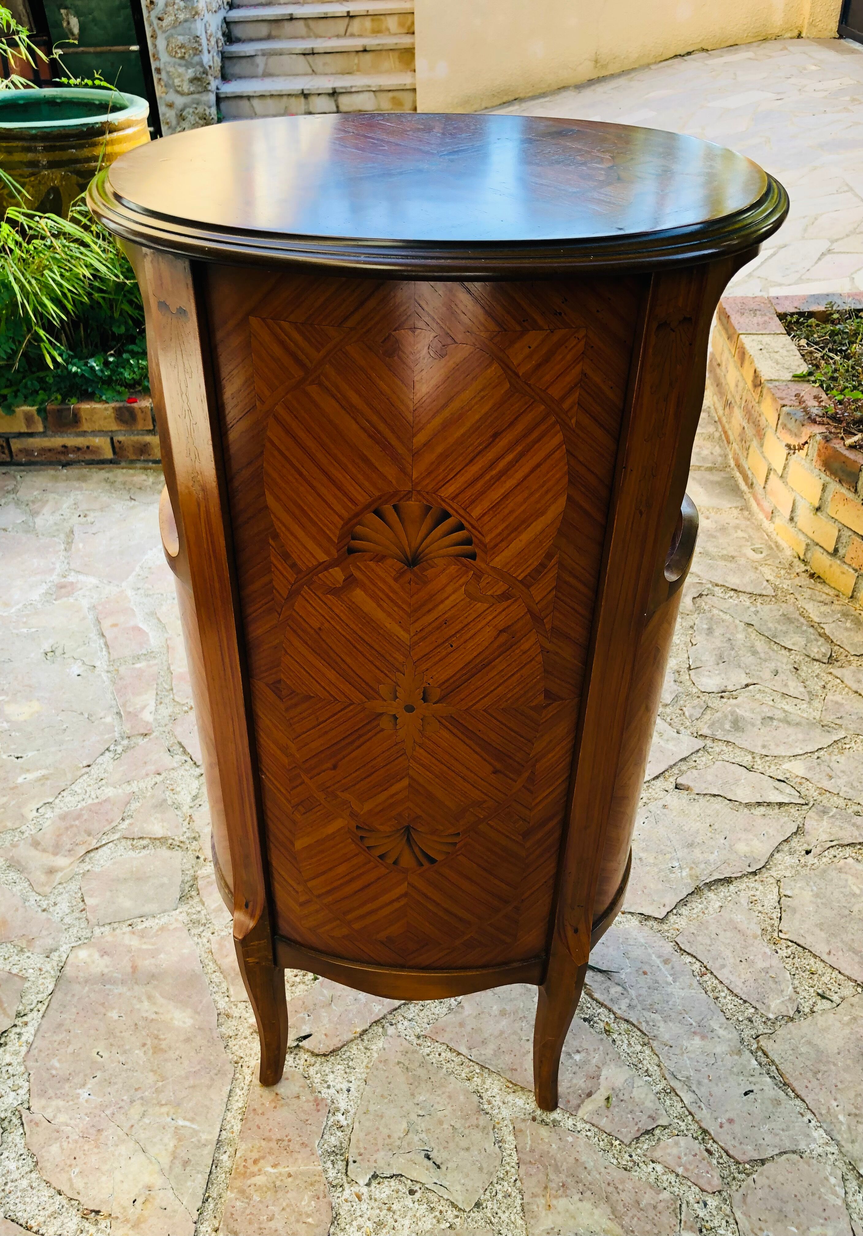 Bedside table in Louis XV style marquetry