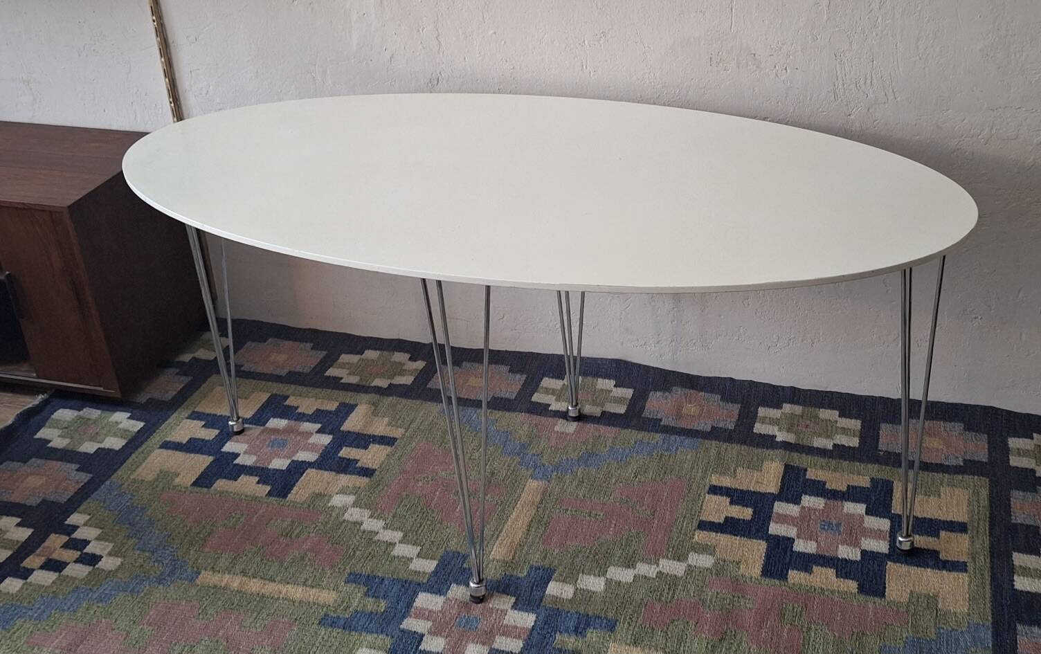 Vintage ellipse shaped dining table, Denmark 1970s