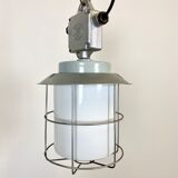 Vintage Industrial Aluminium Lamp with Milk Glass, 1970s