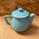Antique Vintage Cracked Blue Ceramic Teapot