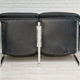2 seater sofa, leather, chrome steel.
