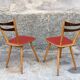 Pair of bistro and bohemian beech chairs, compass feet 1950