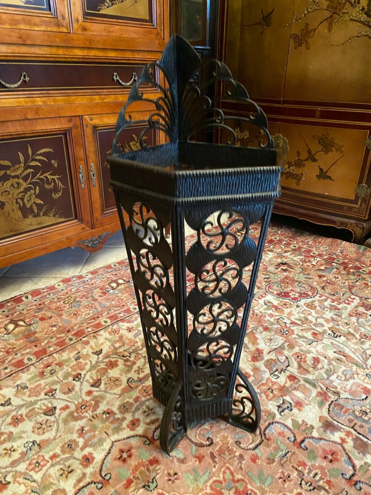 Hammered wrought iron umbrella holder 1930-1950