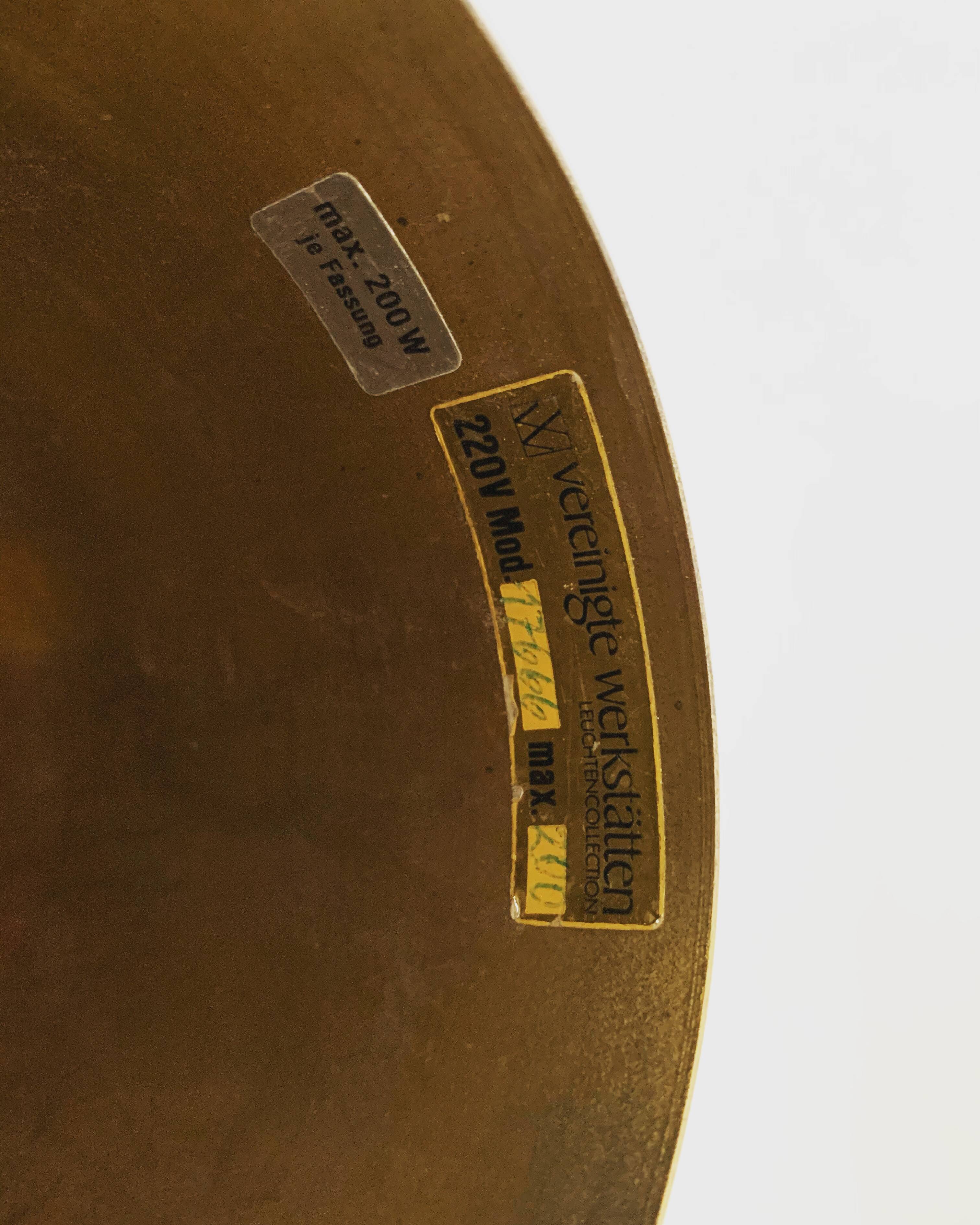 Brass Dome Pendant Lamp by Vereinigte Werkstätten