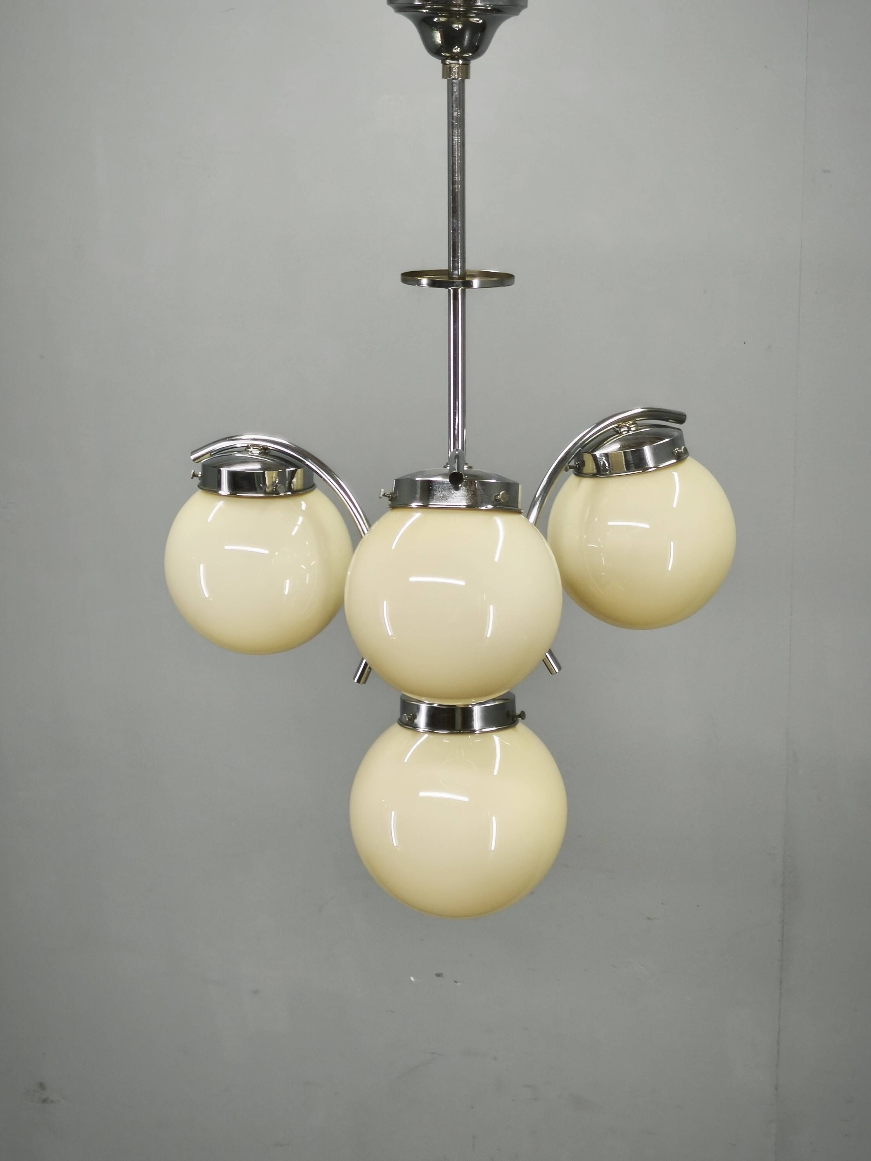 Art Deco Champagne Glass Chandelier, Czechoslovakia 1930s
