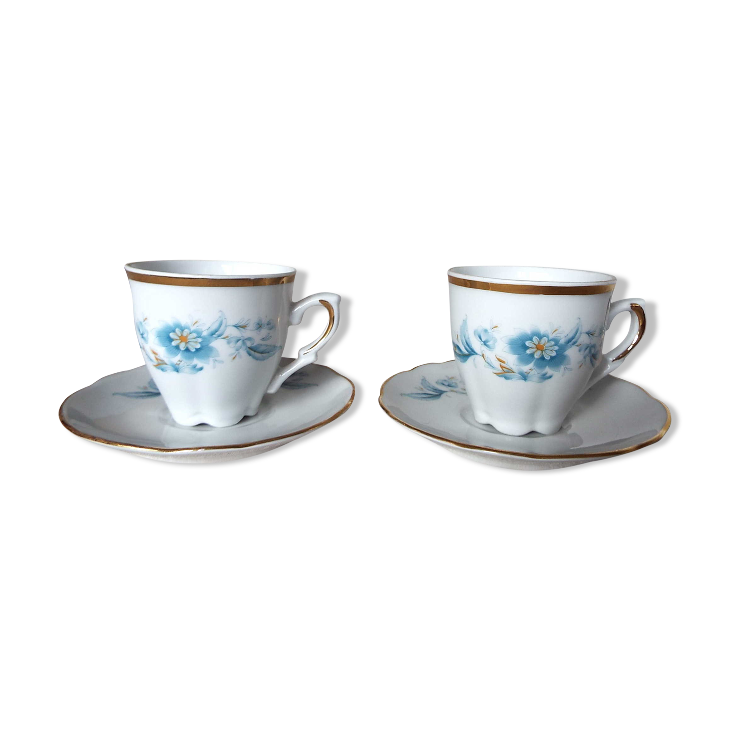 2 coffee cups Chauvigny porcelain