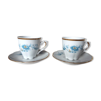 2 coffee cups Chauvigny porcelain