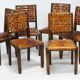 6 chairs brutalist 50s leather and wood