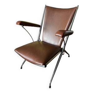 Fauteuil vintage Skaï/ - chrome