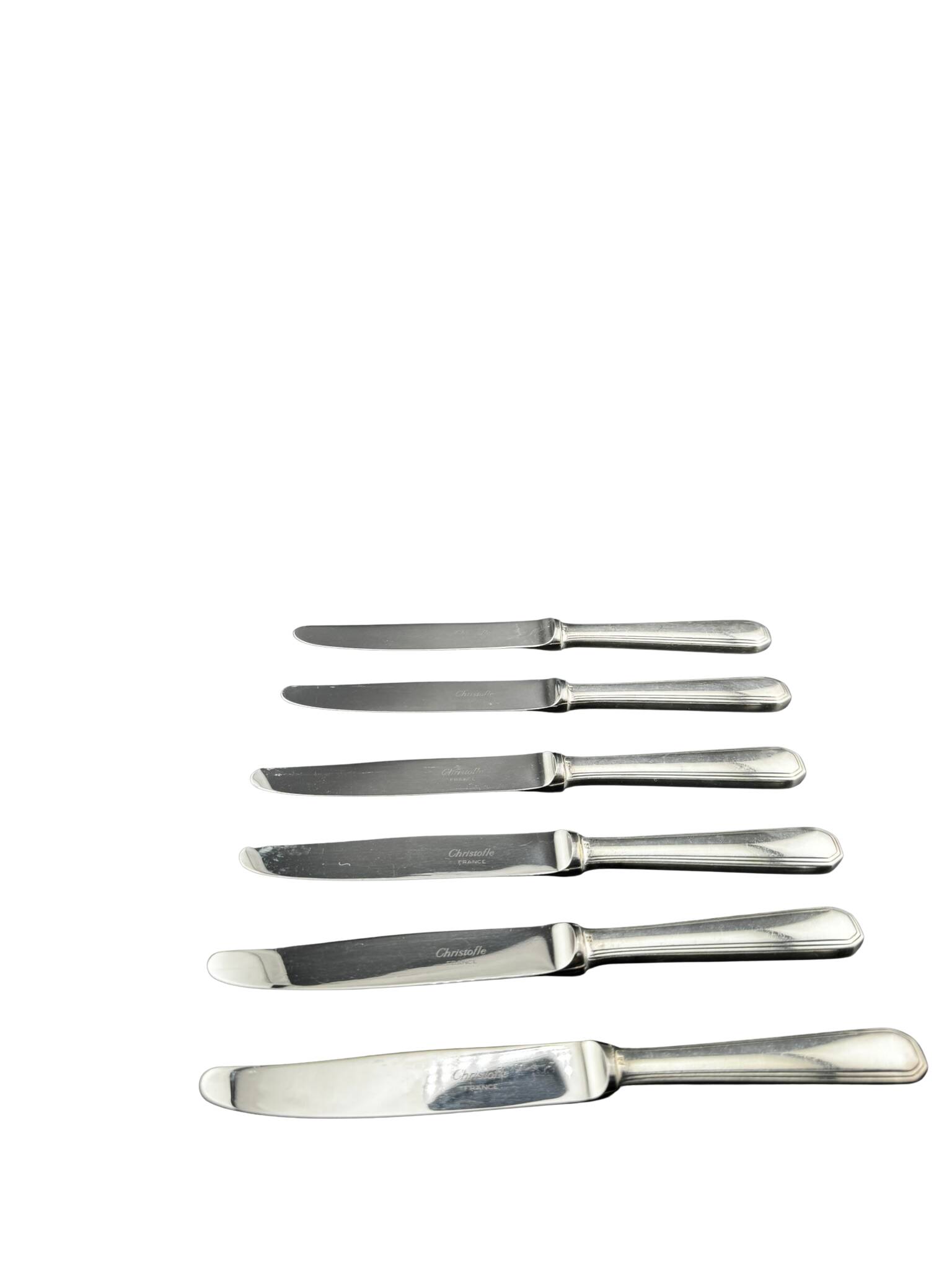 Set of 6 Christofle Cheese Knives - America Model by Luc Lanel