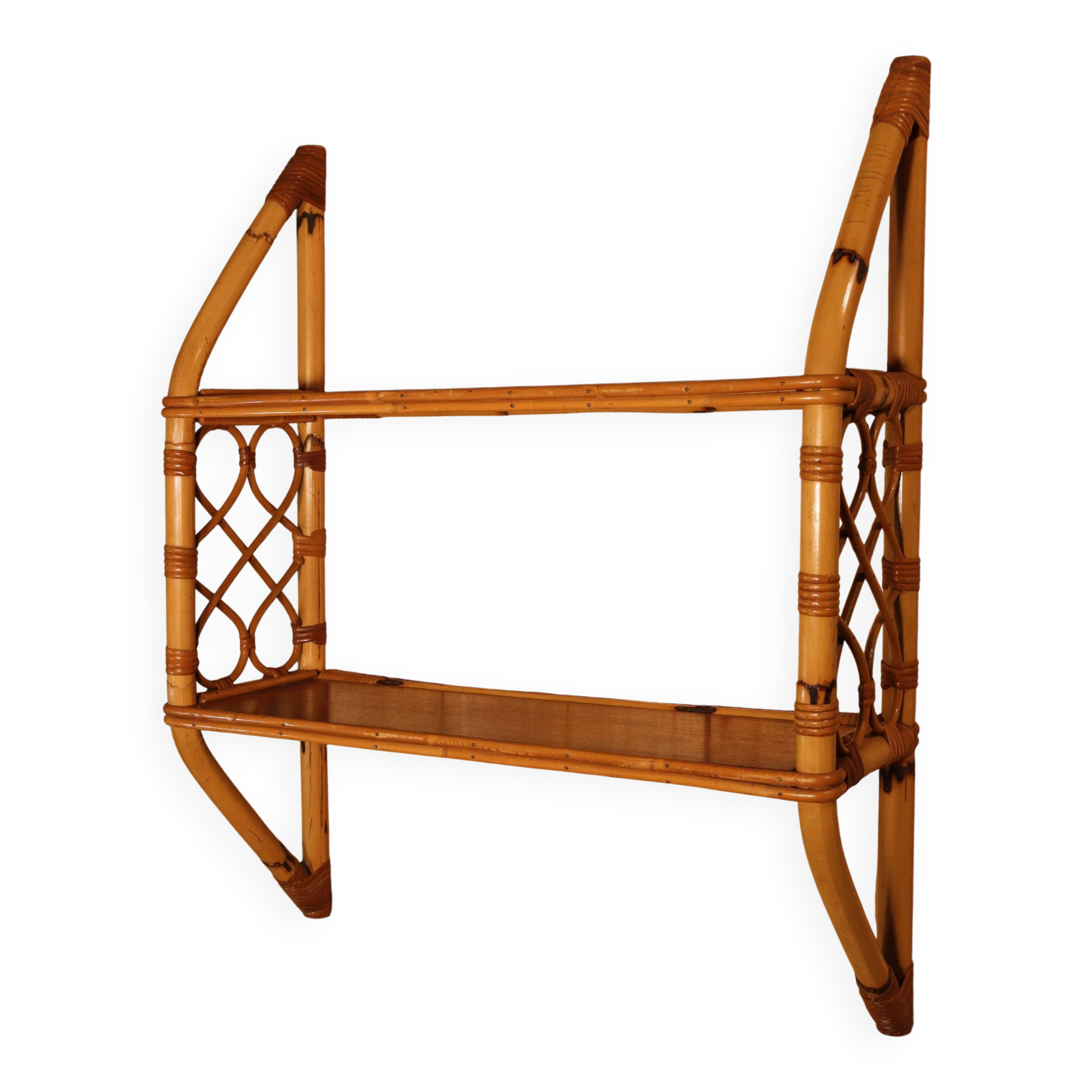 Etagère murale en rotin vintage