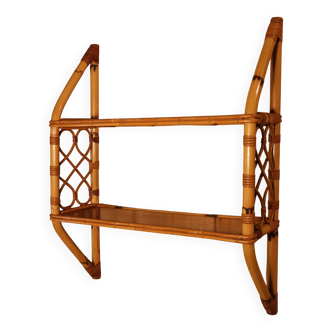 Etagère murale en rotin vintage