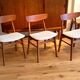 4 vintage Scandinavian "Freya" chairs in natural linen boucle.