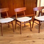 4 Chaises scandinave vintage "Freya" en bouclette lin naturel