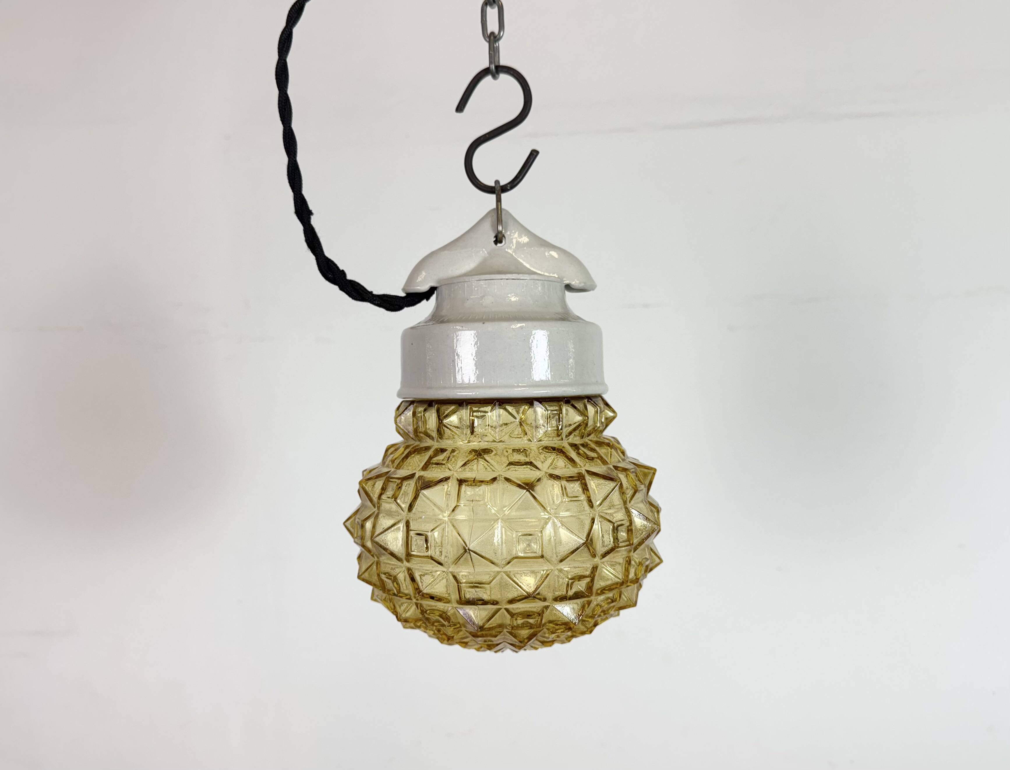 Vintage White Porcelain Pendant Light, 1970s