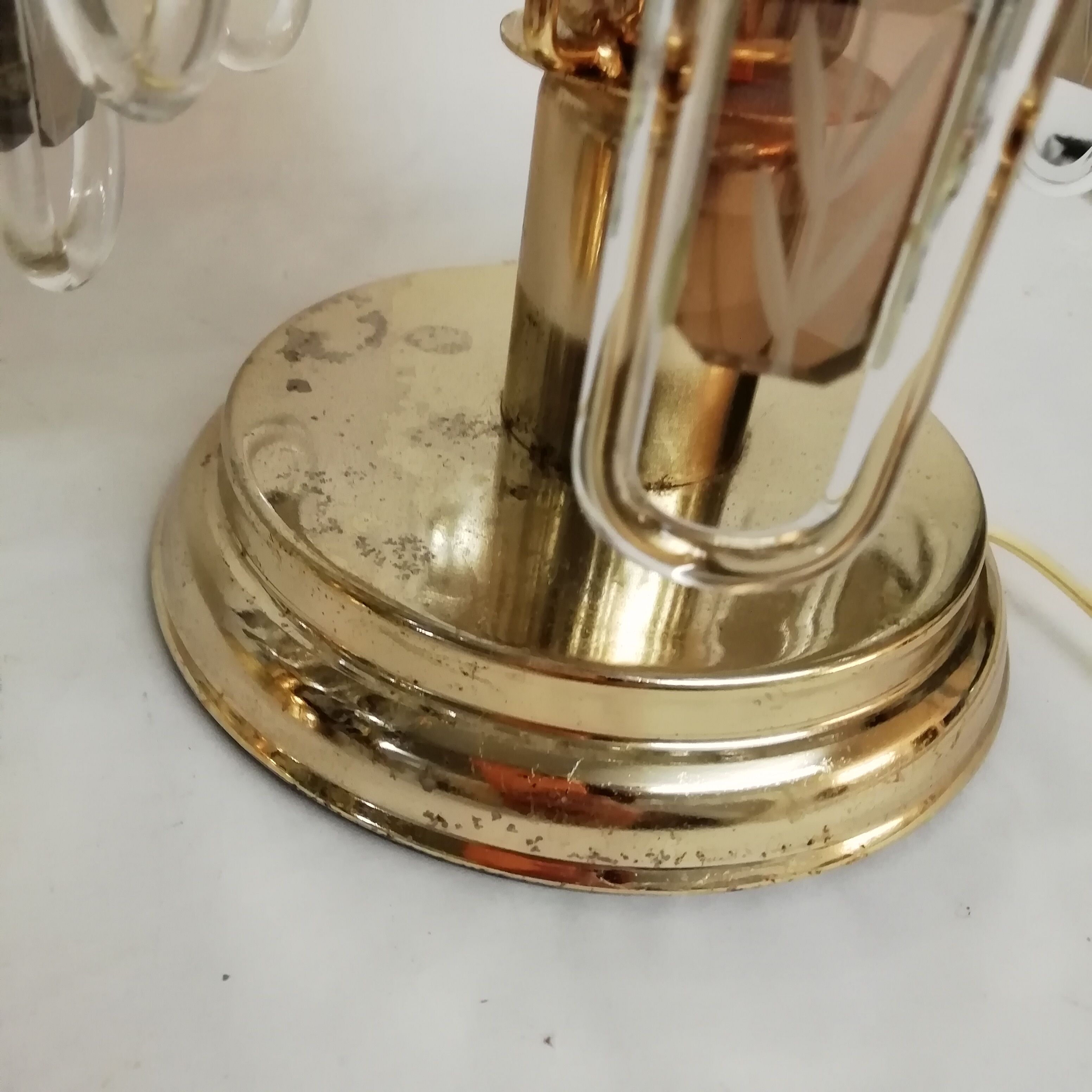 Pair of table lamps with rigid vertical crystals 1980