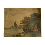 Old painting signed and dated 1930