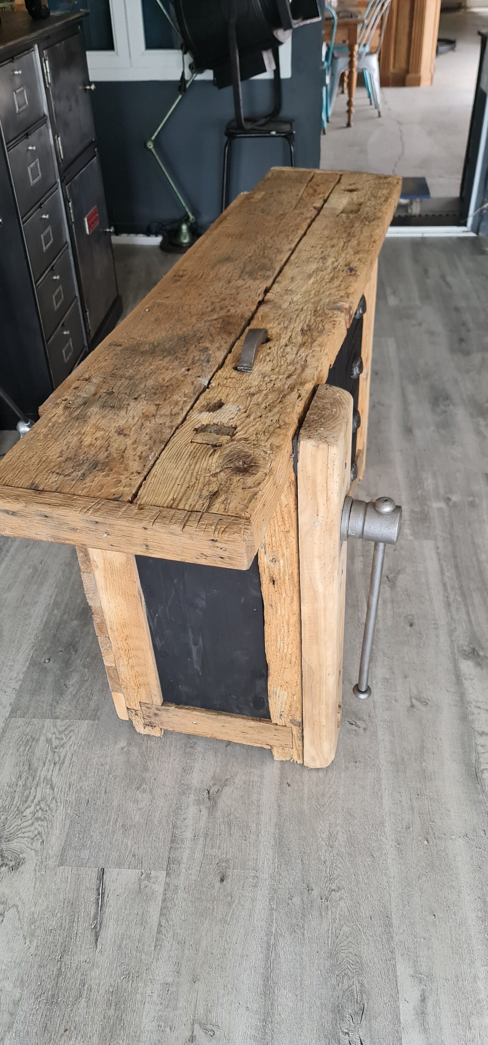 Old workbench furniture by trade four drawers and a door
