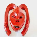 African Mask from Mali lacquered in red Exceptional piece