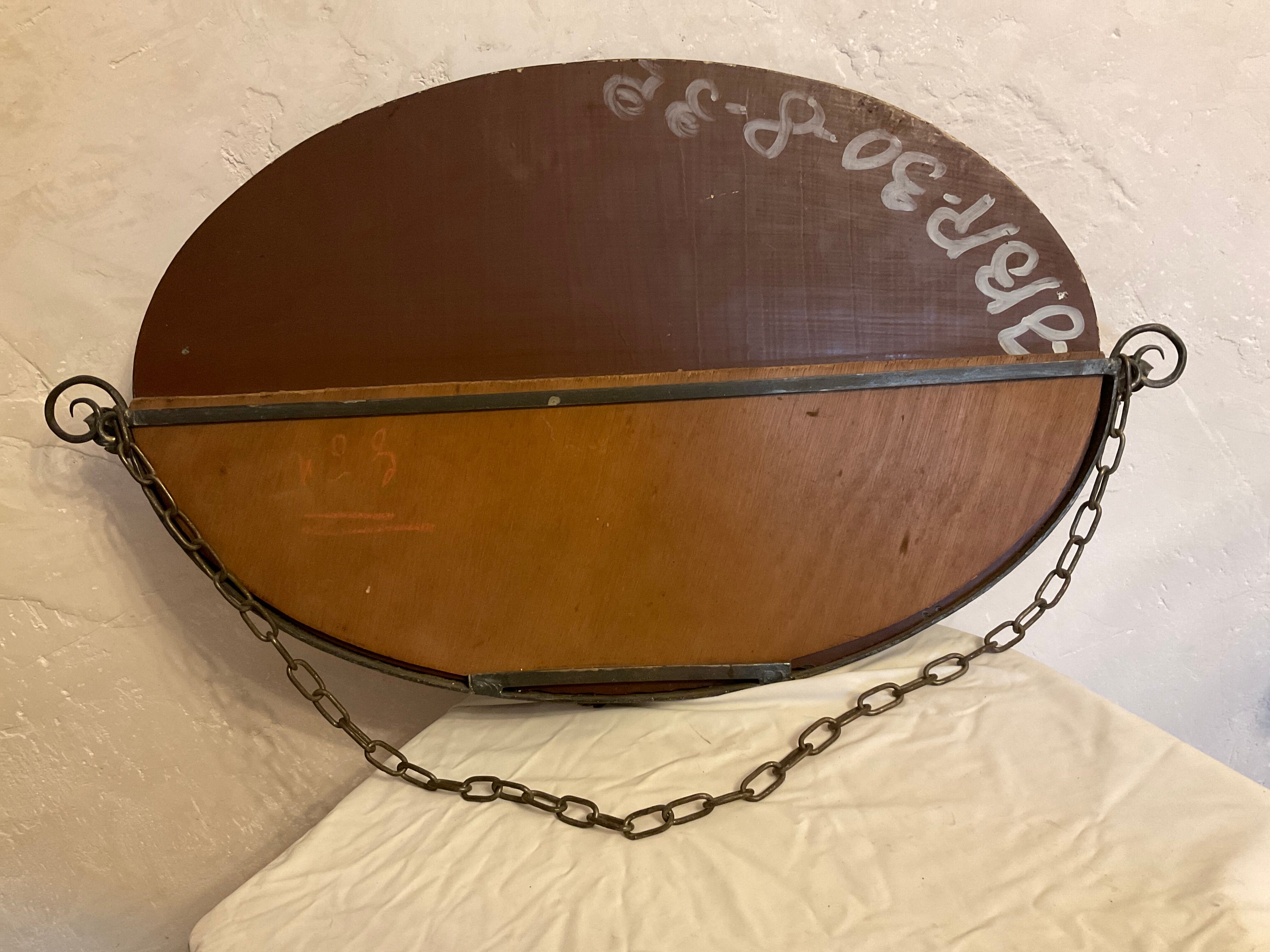 Art nouveau wrought iron wall mirror 71x40cm