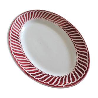 Oval dish Art Deco Red Jacquot Digoin Sarreguemines