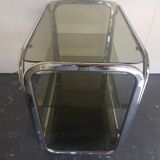 Desserte table roulante chrome et verre années 1970