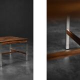 Vintage Mid-Century Modern Swedish Square Rosewood and Aluminium Coffee Table