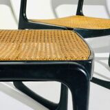 Suite of 3 vintage chairs Baumann cannage wood painted black