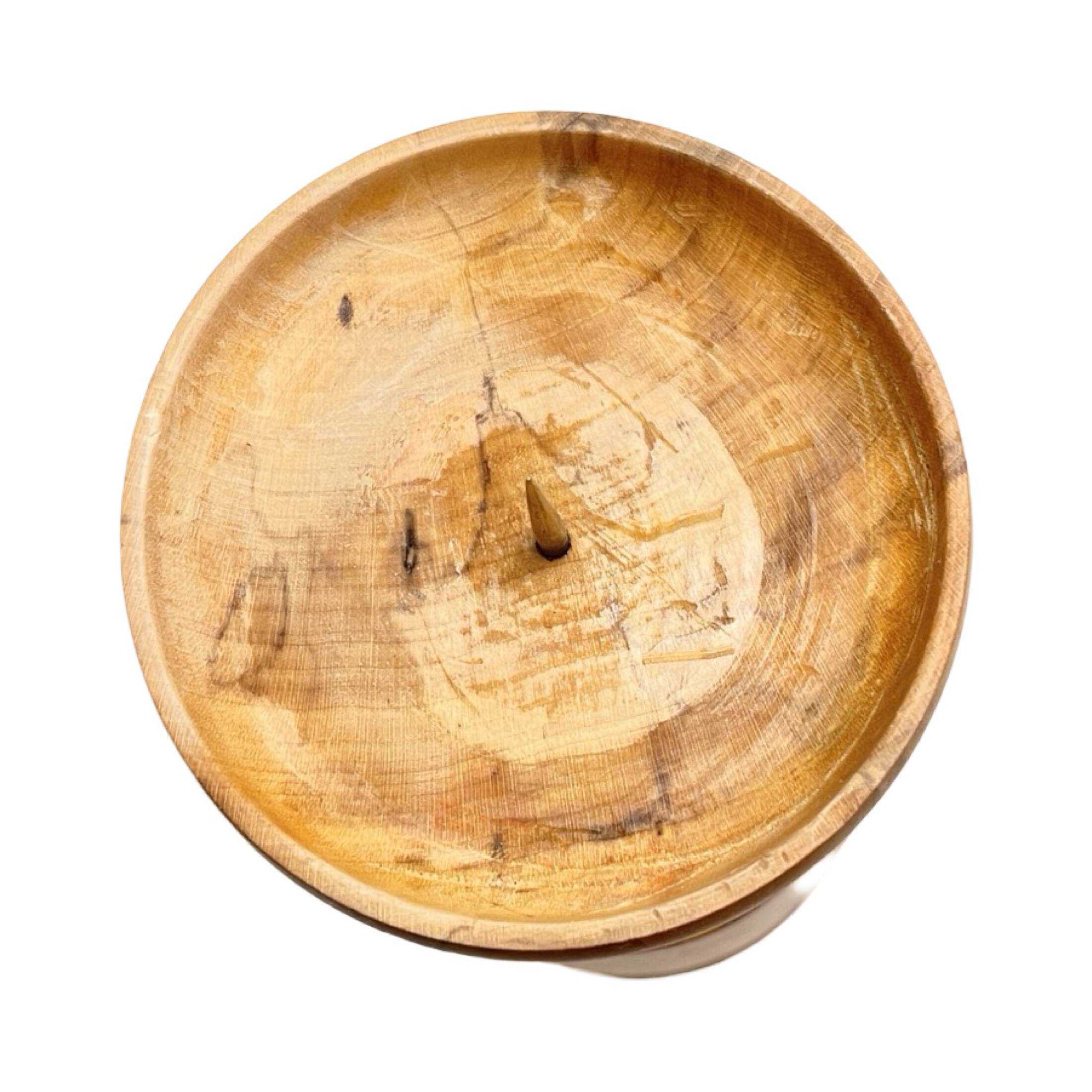 Large, turned wooden candlestick, Belgium, 1970s.