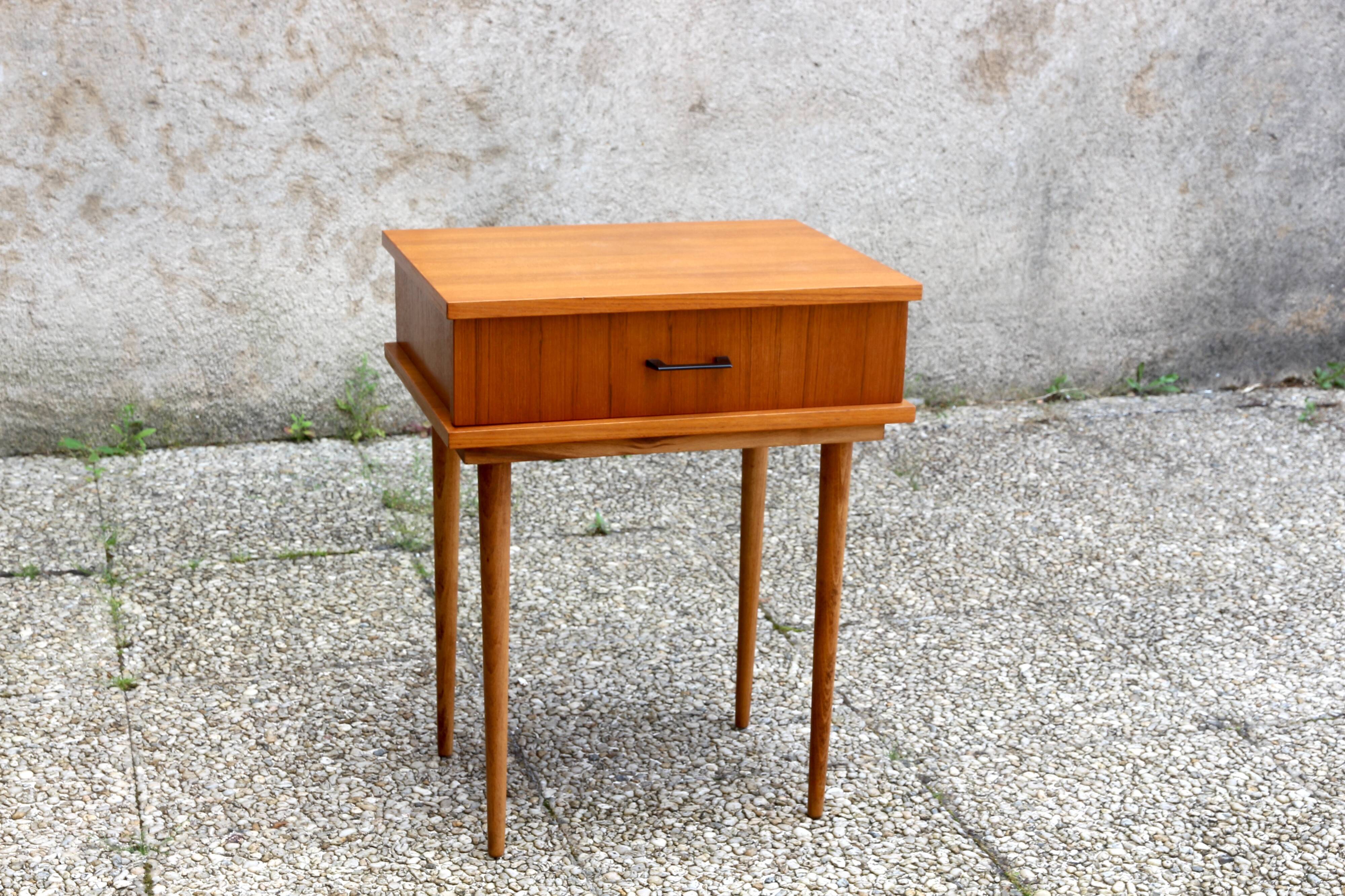 Scandinavian chest of drawers and bedside table from the 50s/60s, vintage teak