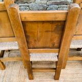 Set of 4 wooden and straw chairs