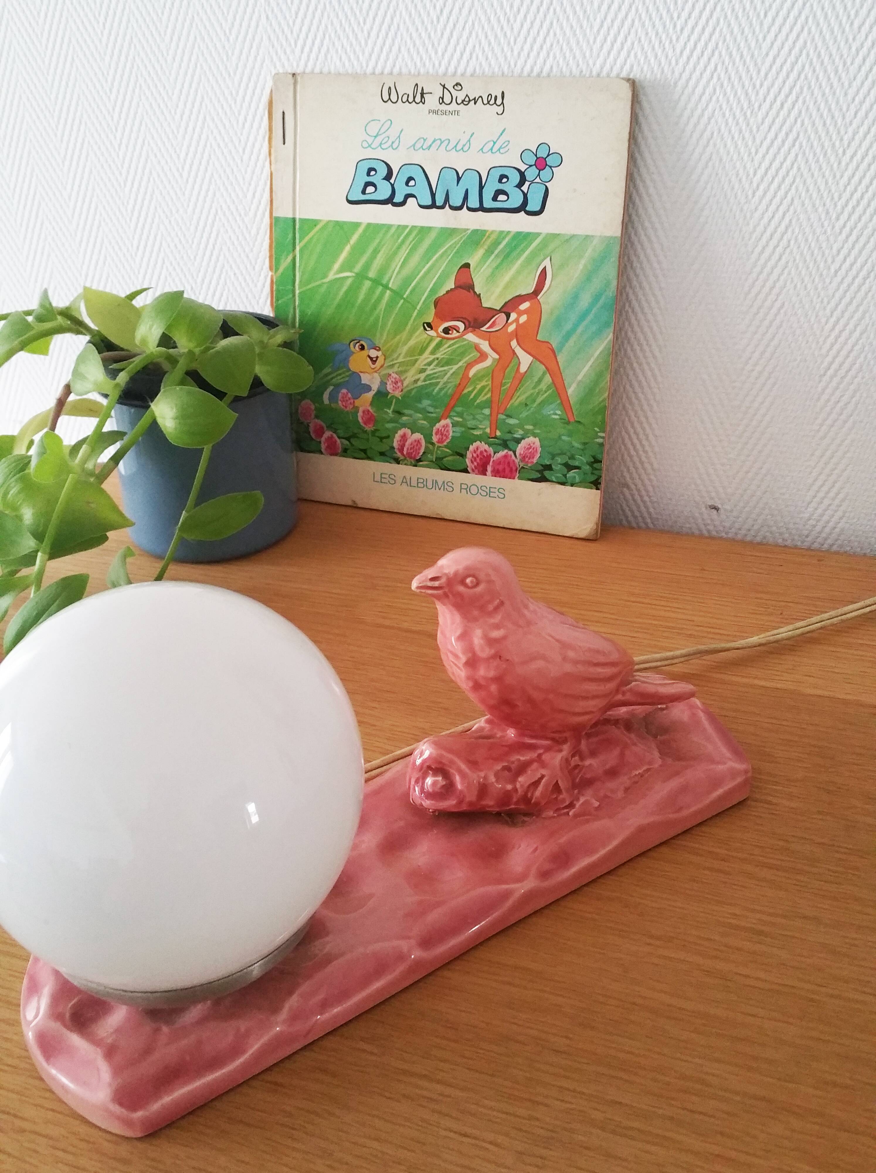 Art Deco-style "little bird" lamp - Ceramics - Opaline