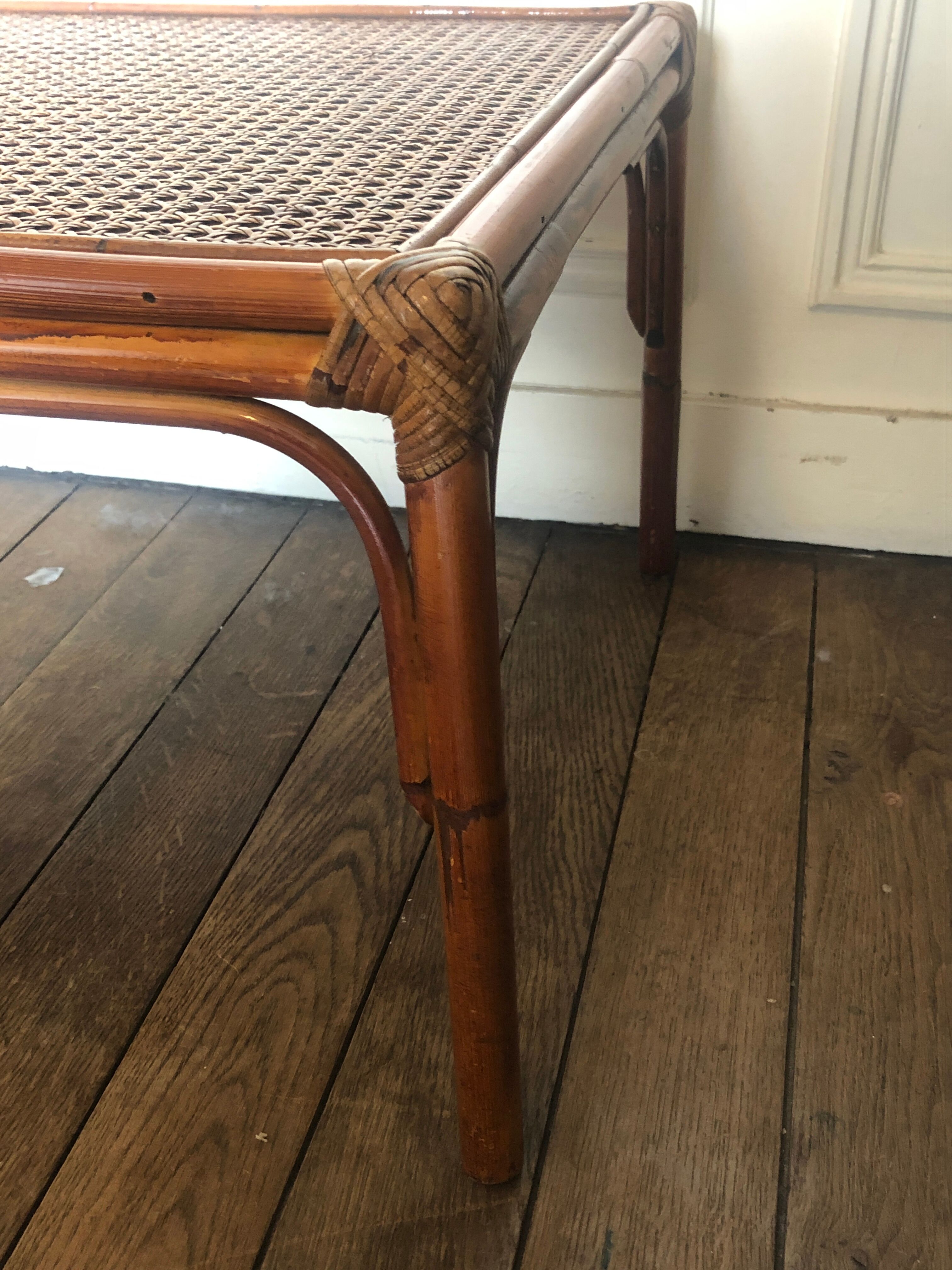 Table low rectangular rattan and caning