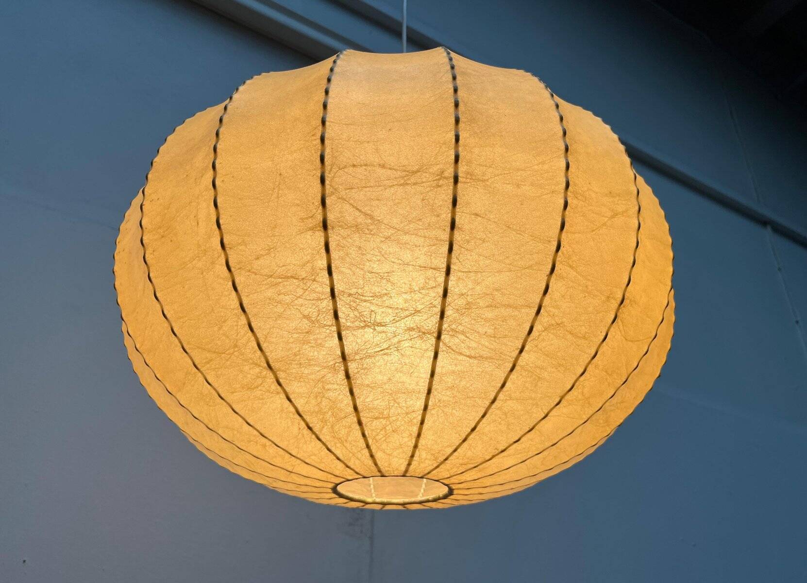 Modern mid-century German cocoon pendant lamp by Friedel Wauer for Goldkant Leuchten, 1960s.