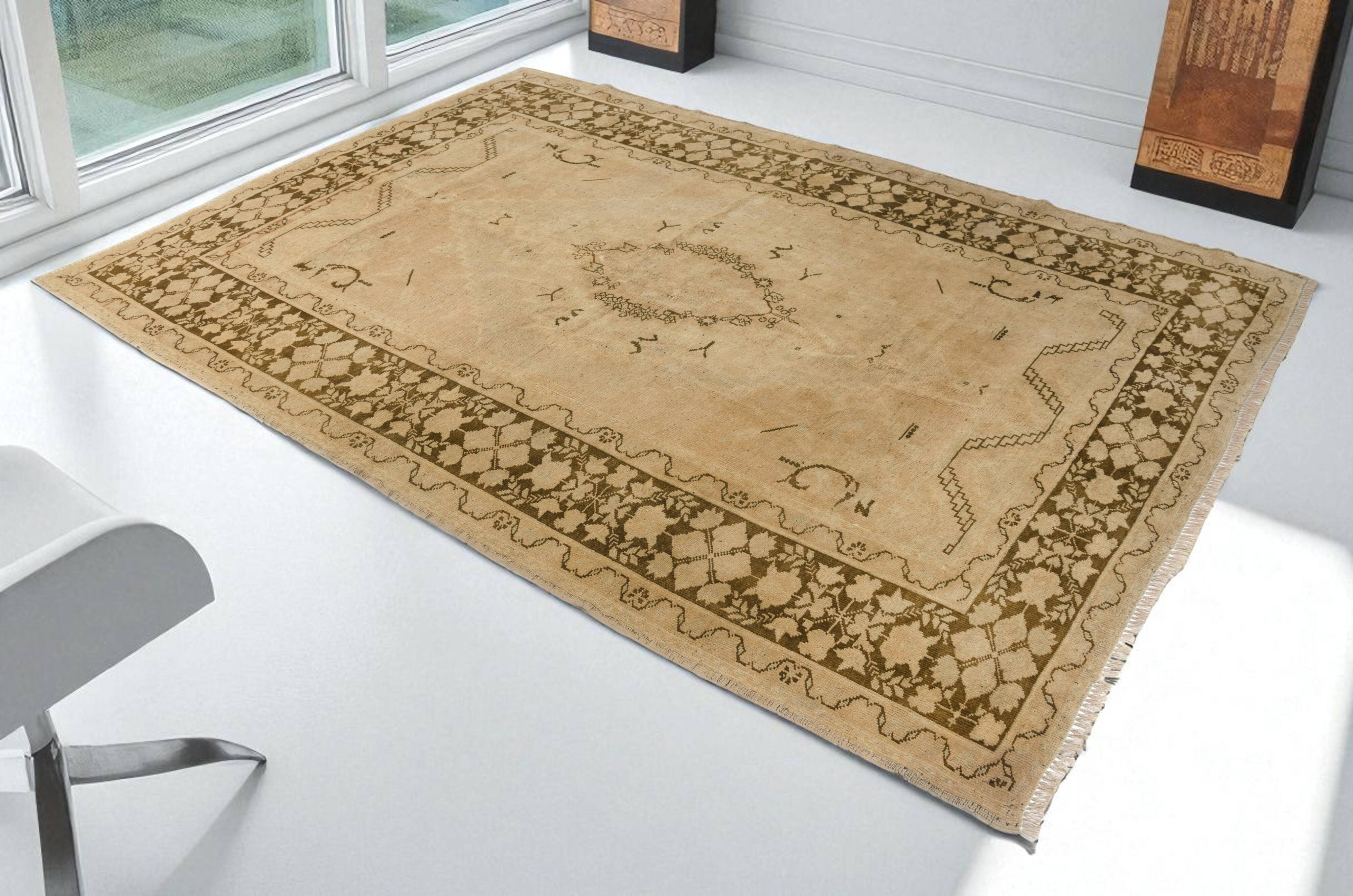 Oushak Handknotted Vintage Floor Rug