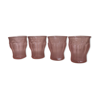 4 verres anciens vieux rose